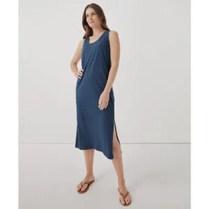 Pact Organic Softspun Tank Midi Dress Blue Size Small